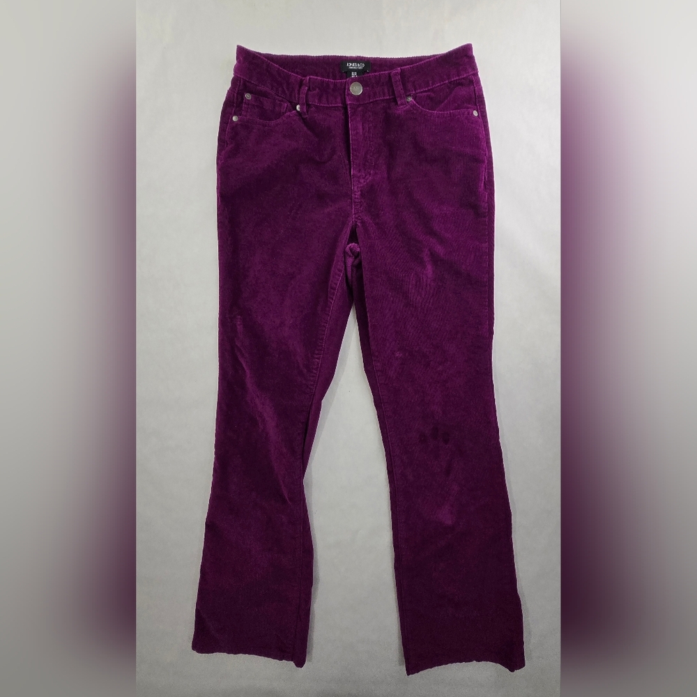 Jones New York Signature Purple Corduroy Pants Women’s 8 Stretch Straight Leg